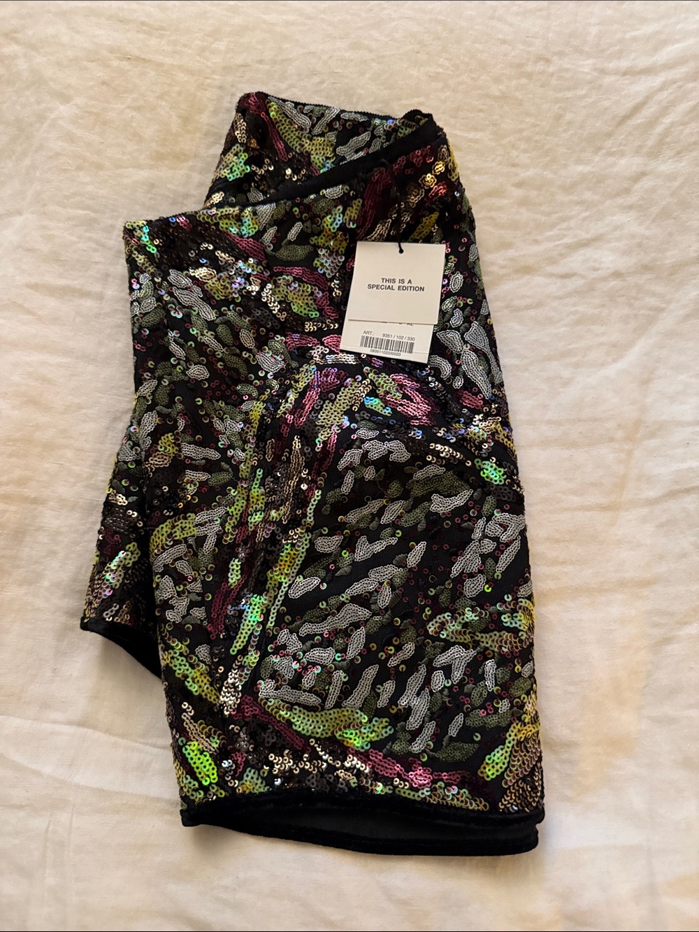 Zara NWT multicolor Sequin Mini Skirt on black underlay size Small - Picture 14 of 14